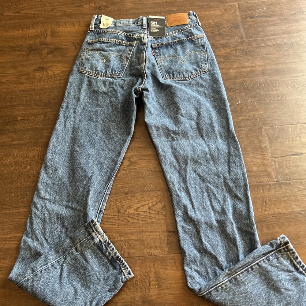 Levis 501 Original Womens Jeans 25x32 High Rise Straight Leg Blue Denim NWT